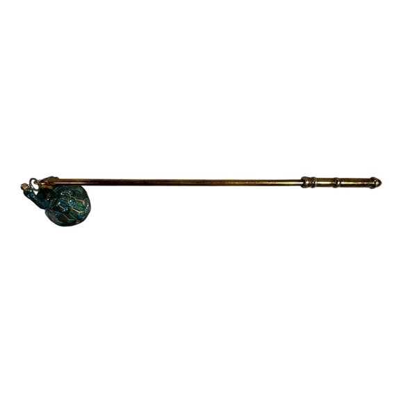 Vintage Cloisonne Peacock Metal Candle Snuffer Long Handle & Decorative Design - Picture 8 of 9
